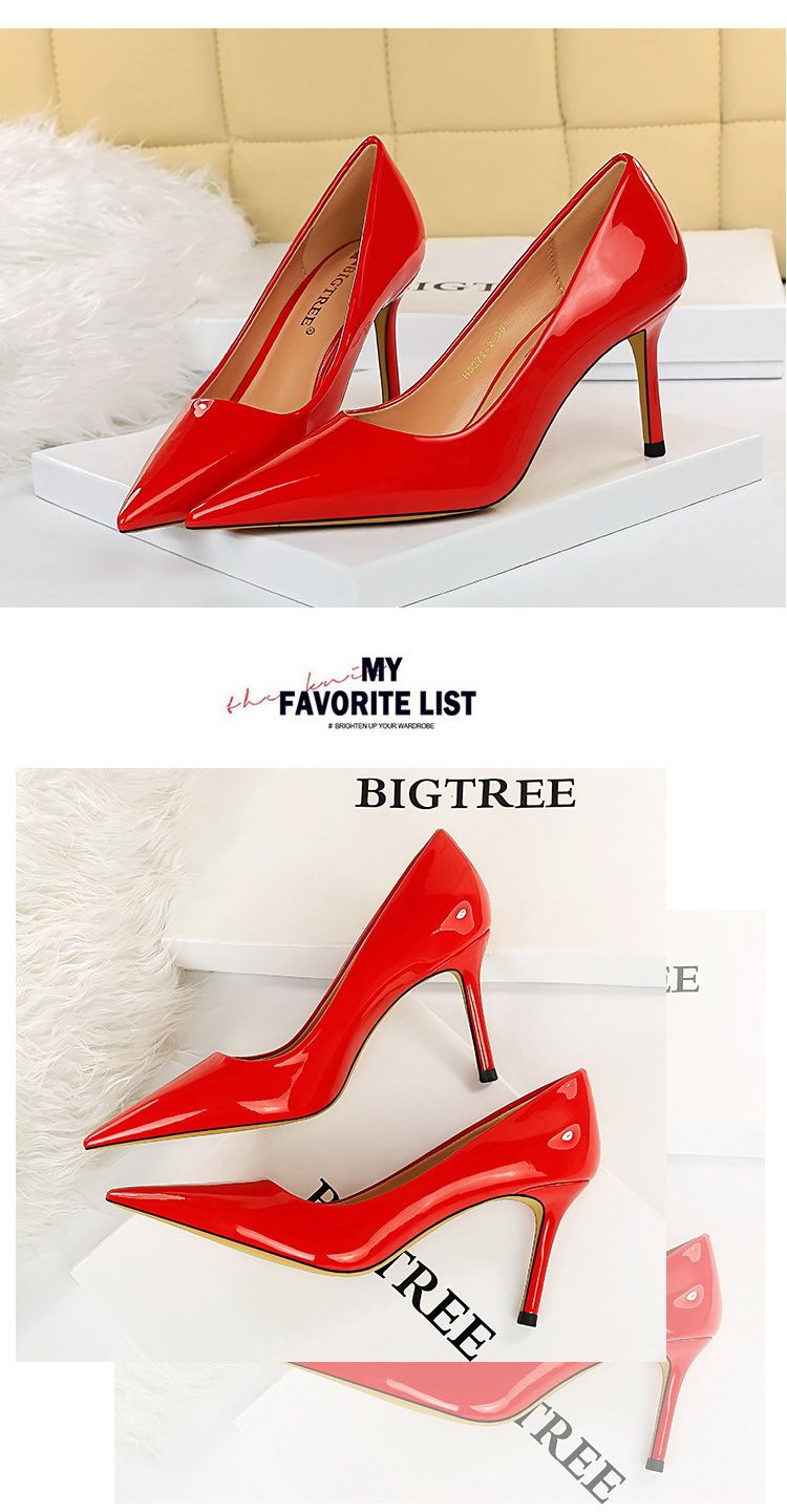 BIGTREE Shoes Glossy Patent Leather Women's Pumps Professional OL High Heels Stiletto Ladies Shoes Plus Size 43 All-match Heels_voghion.com