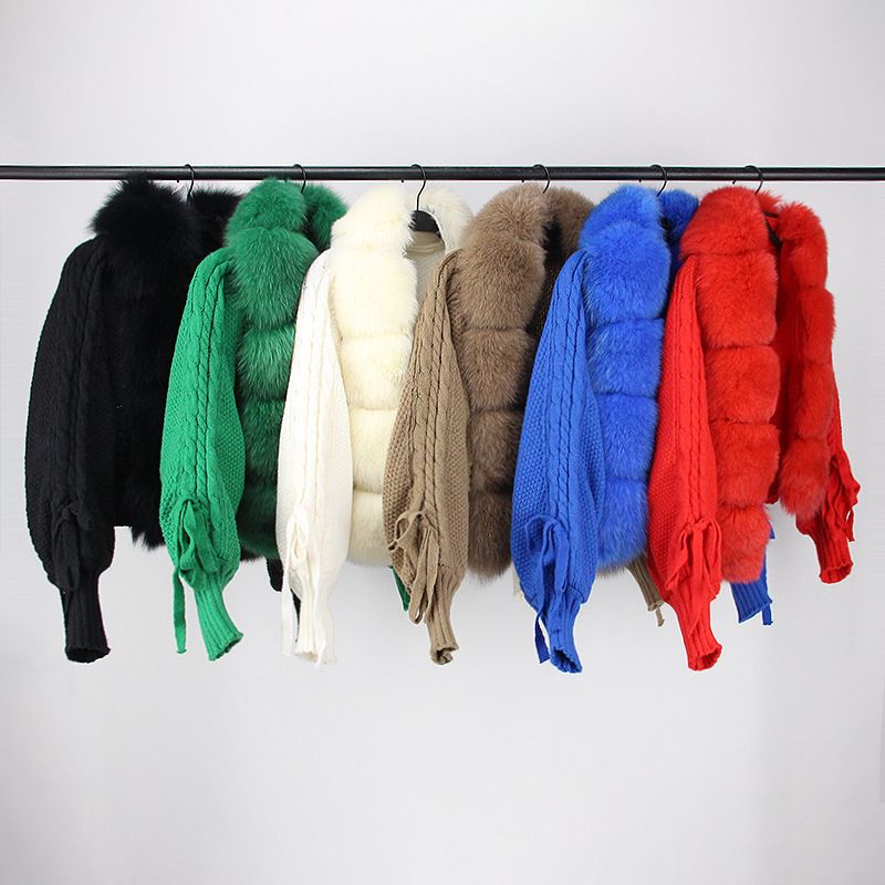 Damenbekleidung 2024 Frühling Damenoberteile High-End-Frühling Echtfuchspelz vorne Strickjacke Gestrickte Damen Frühling und Herbst Klein_voghion.com