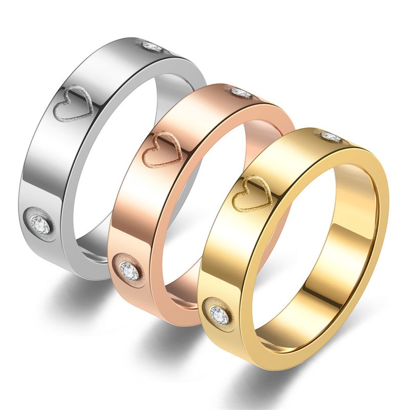 Women's Jewelry Fashion New Niche Personality Love Heart Diamond Couple Ring Pinky Ring_voghion.com