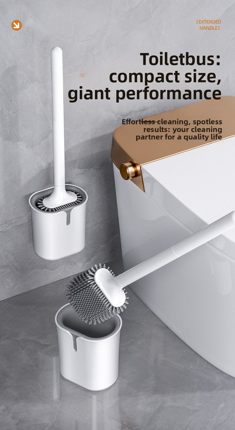 No Dead Angle Household No-Drill Toilet Brush Wall-Mounted Bathroom Silicone Set Cleaning Magic Tool_voghion.com