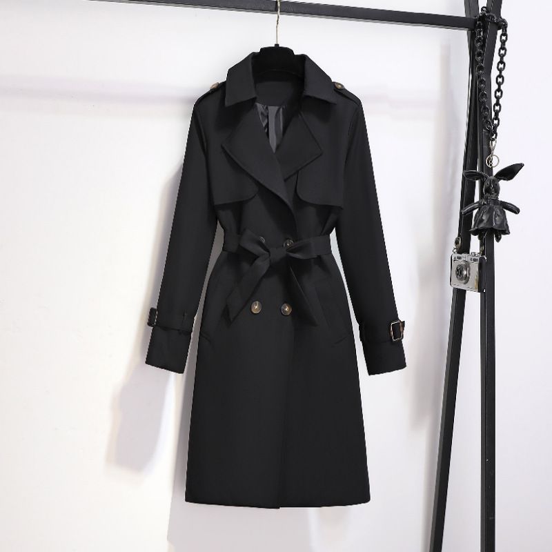 Trencz wiosenny High End dla kobiet Wiosna i jesień Nowa kolekcja, średnia do długiej długości, niski wzrost, koreański_voghion.com