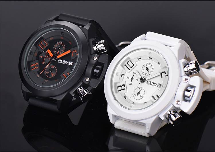 Black Silicone Quartz Luxury Sport Military Wrist es Men Waterproof Clock Chronograph Large Dial e_voghion.com