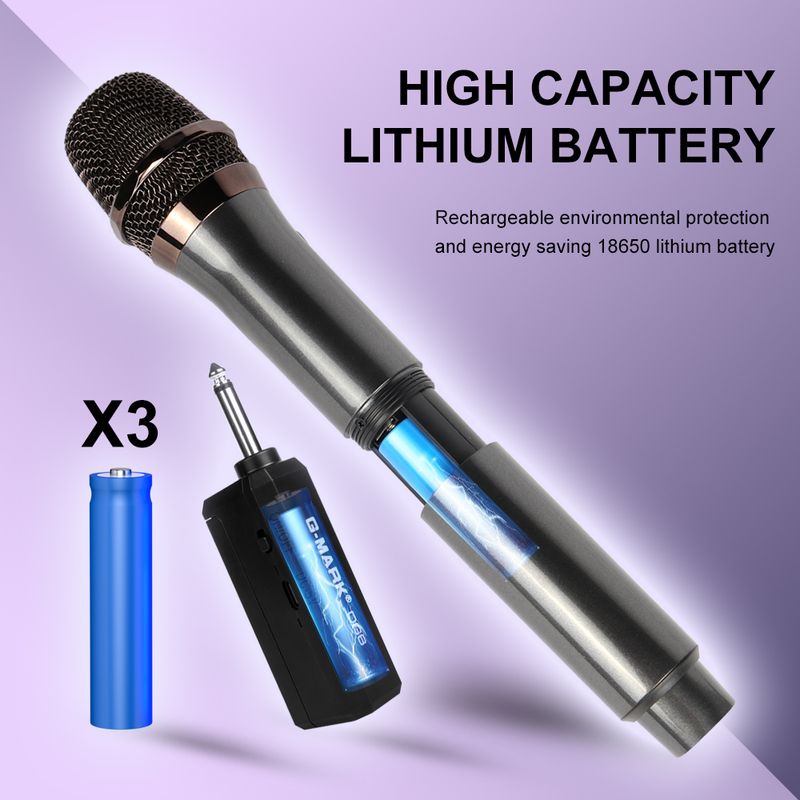 Microfono wireless G-MARK DG6 a 2 canali Sistema UHF Microfono professionale portatile per feste in casa Karaoke Spettacolo in chiesa_voghion.com