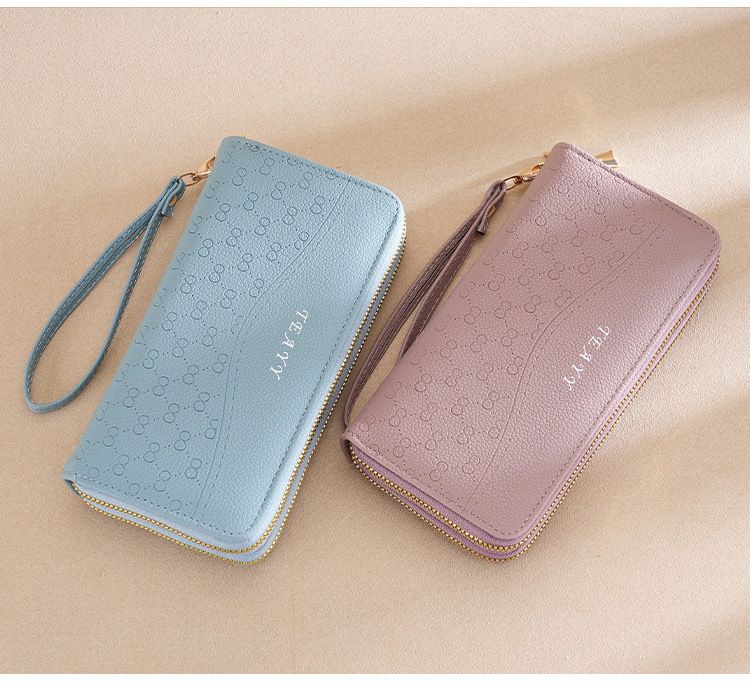 Girls Long Wallet Double Zipper Mobile Phone Bag Wallet Large Capacity Clutch Bag Change Bag_voghion.com