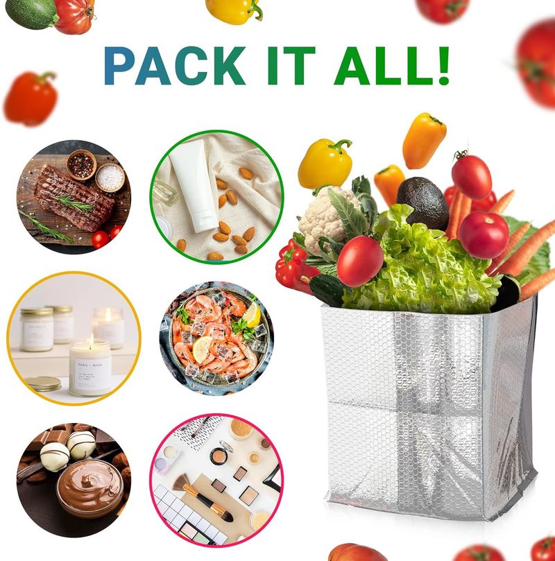Pack of 10 Thermal Box Liners for 6x6x6 Box Size; Metalized Food Grade Box Liners with Gusseted Bottom 6 x 6 x 6 Insulated Box Pouches with Adhesive S_voghion.com