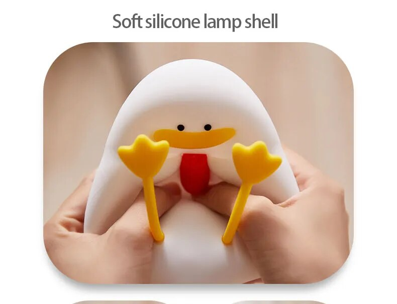 USB LED Gece Lambası şarj edilebilir lamba RGB Yumuşak Silikon Sevimli Ördek Hayvan Işık Yaratıcı Çocuk Hediye Tatil Yatak Odası Dekorasyon_voghion.com