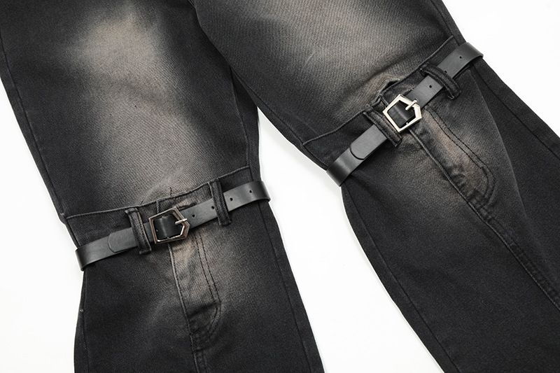 Herretøj Amerikansk Street Retro Knæhulsbælte Jeans Unisex Europæiske Og Amerikanske Punk Motorcykel Arbejdsbukser Trendy_voghion.com