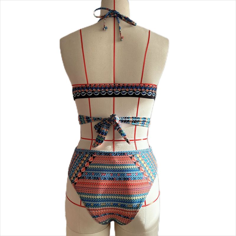 Dameskleding Nieuw driedelig badpak strand spinning bikini badpak met gekruiste bandjes hoge taille sluier_voghion.com