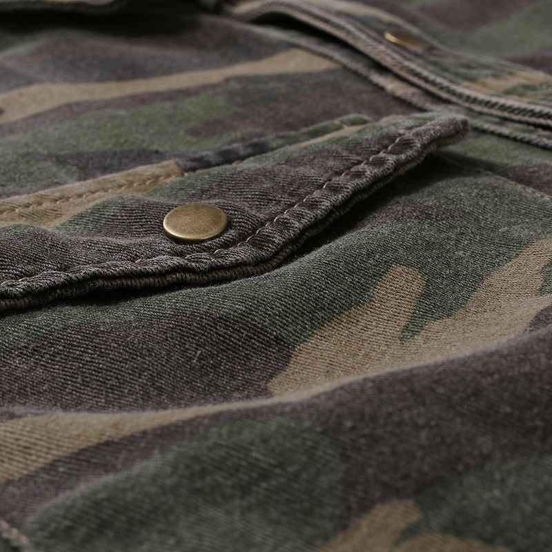 Man's Clothing Long Sleeve Camo Denim Outdoor Climbing Cargo Top_voghion.com