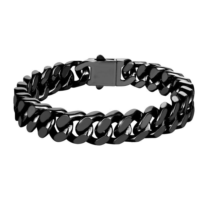 Eenvoudige roestvrijstalen heren hiphop titanium stalen driedimensionale snede vierzijdige slijpende Cubaanse armband_voghion.com