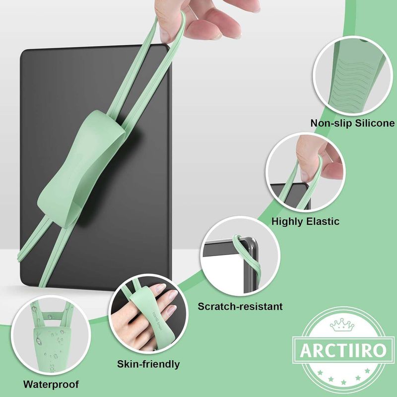Alça de aderência para Kindle e tablet – Suporte ergonômico de silicone antiderrapante para leitura na cama/no trajeto (operação com uma mão, dispositivos universais de 6 a 10 polegadas)_voghion.com