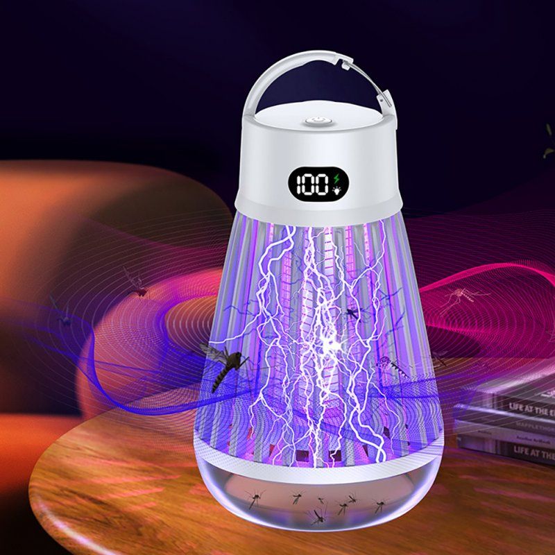 USB Bug Zapper, Mosquito Killer Lamp, Portable Hanging Loop Bug Zapper, IPX5 Waterproof, 2000mAh Fly Zapper For Summer Trip, Outdoor Camping Black_voghion.com