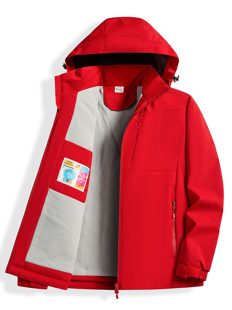 Giacca calda e spessa foderata in pile per uomo e donna, antivento, impermeabile, con cappuccio per escursioni autunnali e invernali_voghion.com