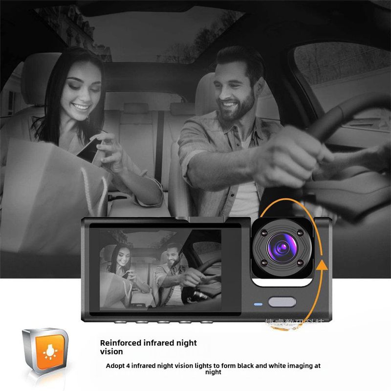 Grensoverschrijdende rijrecorder drie-lens drie-opname auto voor auto achter panoramisch dubbele lens achteruitrij-afbeelding groothandel_voghion.com