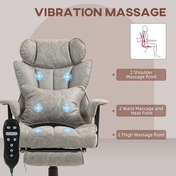HOMCOM Massage Executive Office Chair With 6 Vibration Points, 400LBS Heated Big And Tall Office Chair With Foot Rest And Lumbar Support, Microfiber_voghion.com