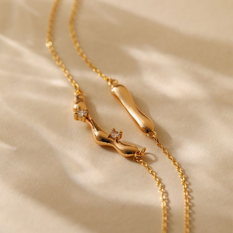 Sada náhrdelníků s dvojitou vrstvou, zachovávající barvu, s osobitým designem, stohovací, módní a elegantní náhrdelník, poměděný, z pravého zlata K._voghion.com