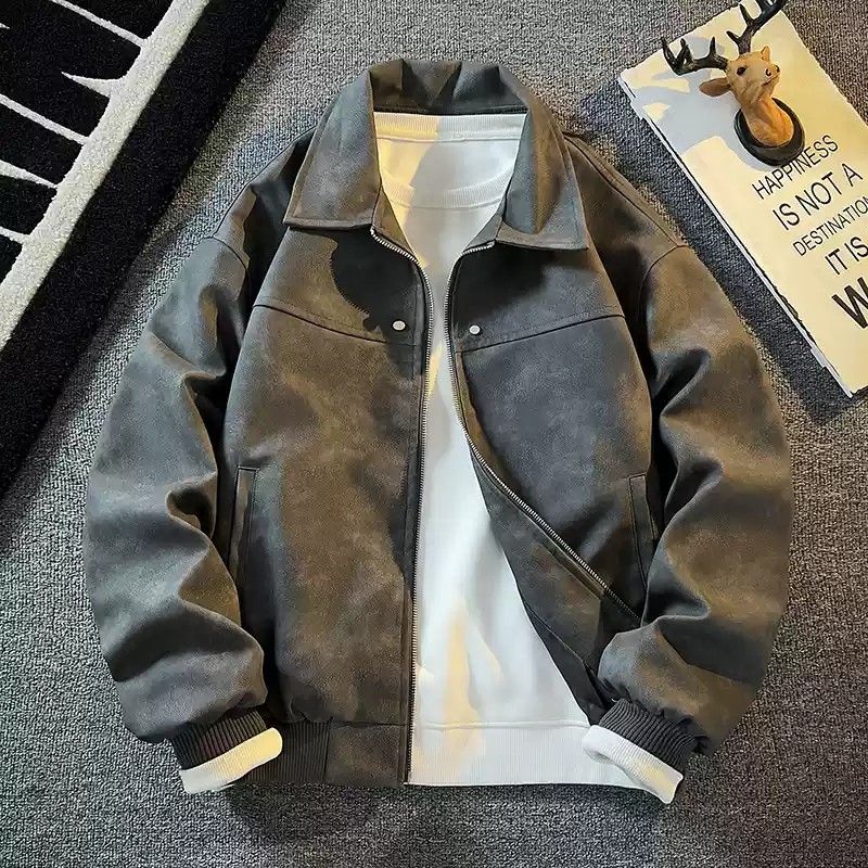 Herrenbekleidung 2024 Herren-Motorrad-PU-Lederjacke Herren-Trendy-Marken-Lederjacke Frühling und Herbst im koreanischen Stil Casual Leder_voghion.com