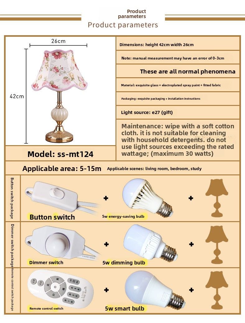 European-style Simple Glass Table Nordic Bedroom Bedside Lamp American Modern High-end Light Luxury_voghion.com