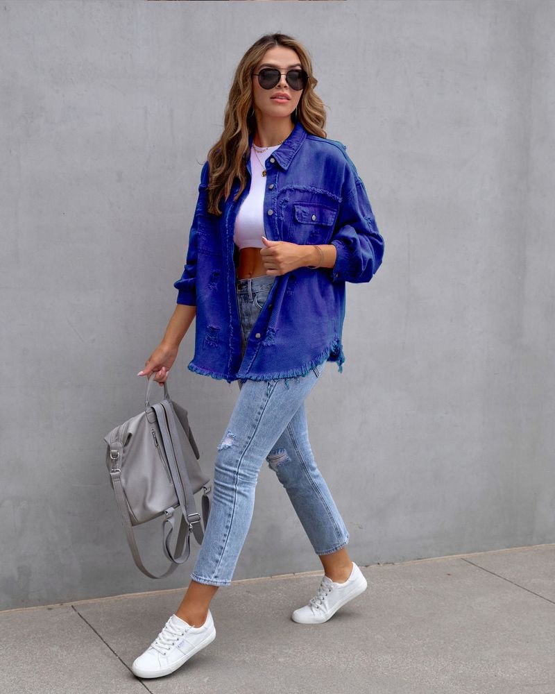 Distressed-Jeansjacke für Damen – Slim Fit, bequemer und stylischer Freizeitmantel mit Vintage-Waschung_voghion.com