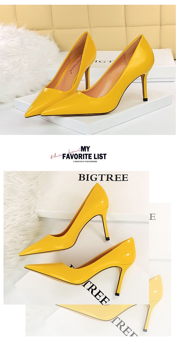 BIGTREE Shoes Glossy Patent Leather Women's Pumps Professional OL High Heels Stiletto Ladies Shoes Plus Size 43 All-match Heels_voghion.com