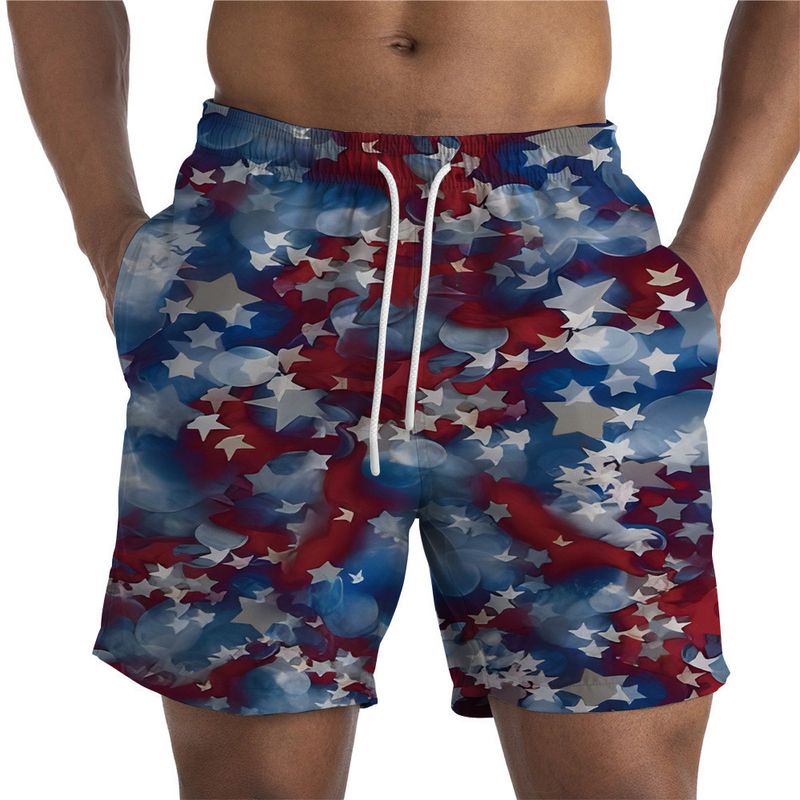 Unbeatable Quality Summer Men's Shorts For Independence Day In The United States; Victory Day&National Flag Statue Of Liberty Eagle 3D_voghion.com