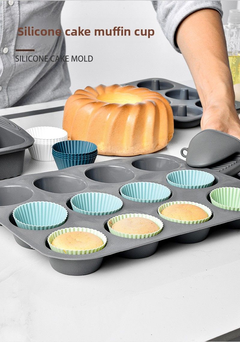 Morandi Color Series Round Set Cake Baking Tart Steamed Egg Baby Food Mold Silicone Muffin Cup_voghion.com