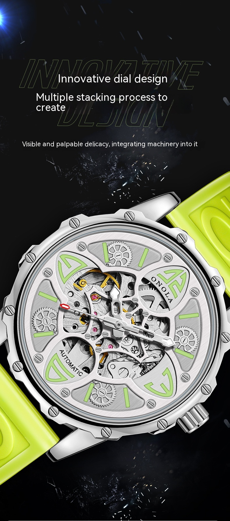 New Fashion Watch Onola/orona Clover Fully Automatic Mechanical Watch Men's and Women's Waterproof Tape Watch Strap_voghion.com