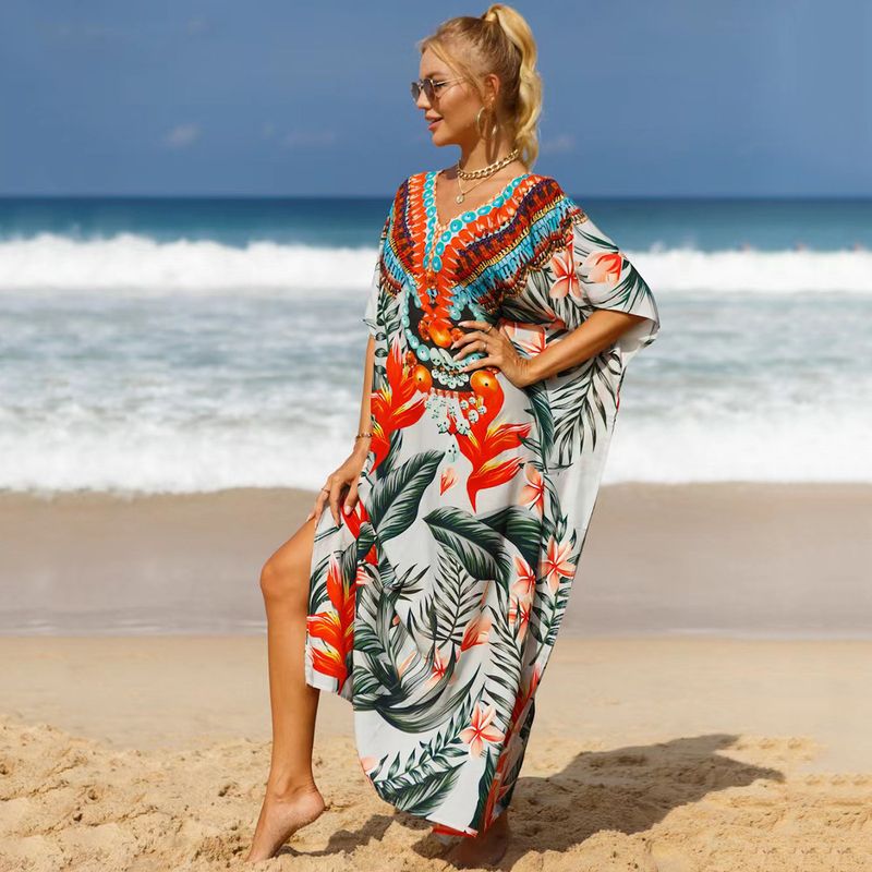 Bohemian Beach Cover-Up Kleid – Leichte und atmungsaktive Tunika aus 99 % Baumwolle für Damen, übergroßes, fließendes Sommerkleid, perfekt für den Pool_voghion.com