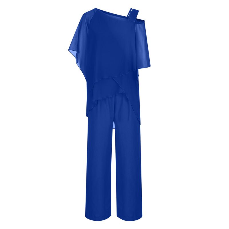 Ensemble deux pièces pour femme, chemisier sexy à épaules dénudées et manches mi-chauve-souris, pantalon ample à jambe large, NMD-6666_voghion.com