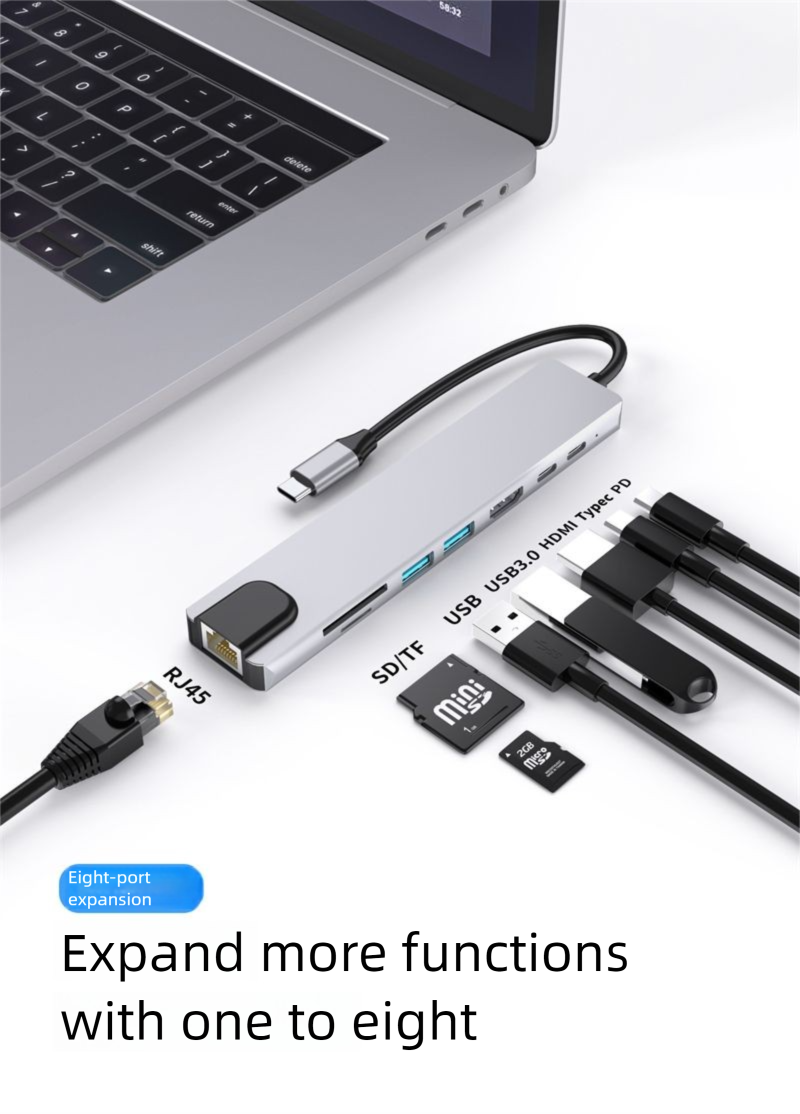 Type-C Docking Station Laptop HDMI RJ45 Network Port USB Hub Multi-Port Adapter_voghion.com
