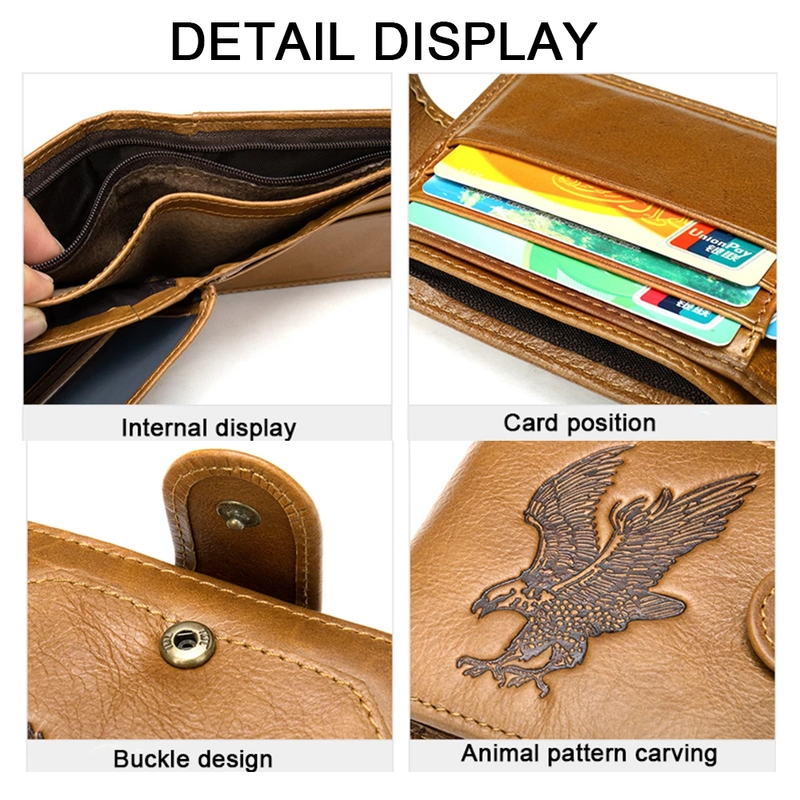 Luufan Leather Men's Wallet Genuine Leather Zipper Coin Hasp Short Purse Card Holder Purse For Man Clutch Wallets_voghion.com