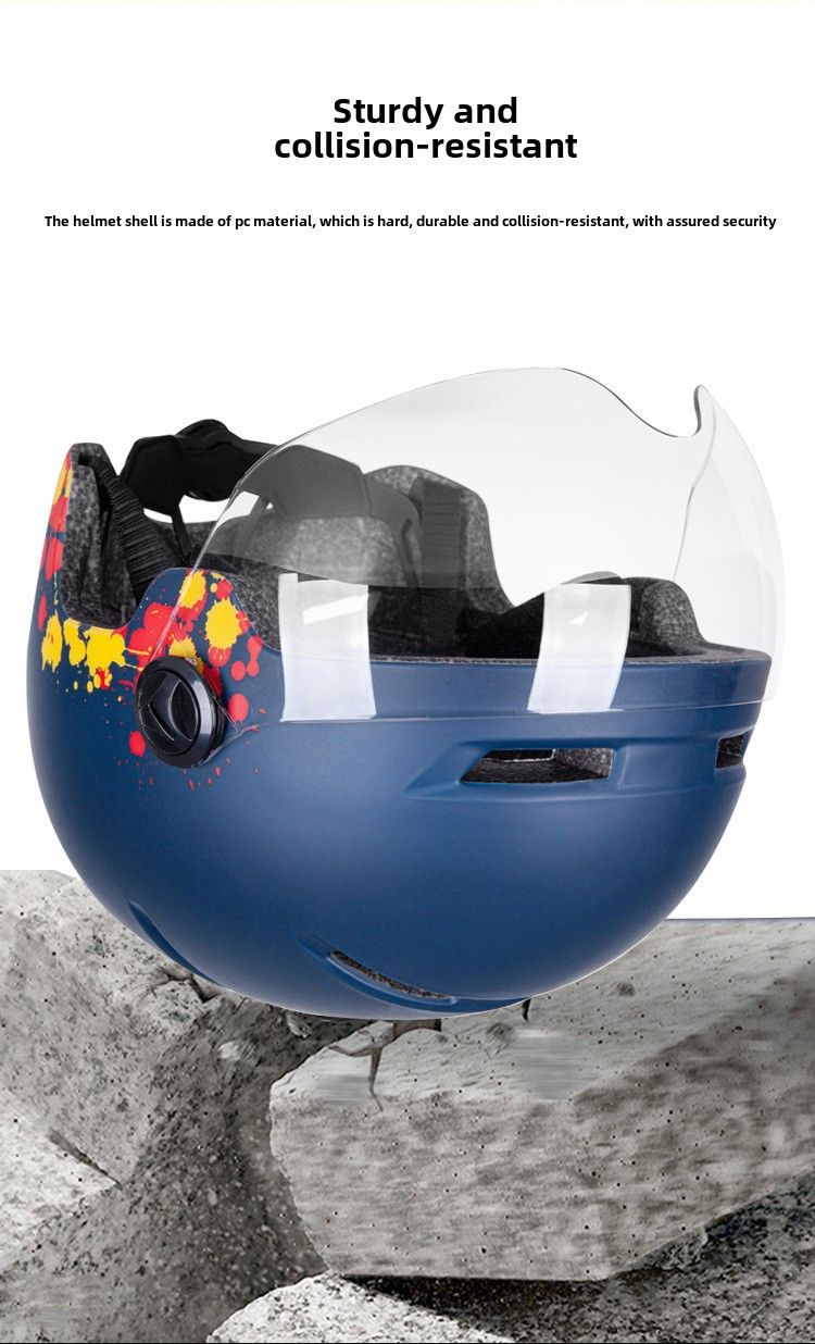 Factory wholesale electric bicycle helmet Four Seasons universal bicycle mountain bike riding helmet with goggles taillight_voghion.com