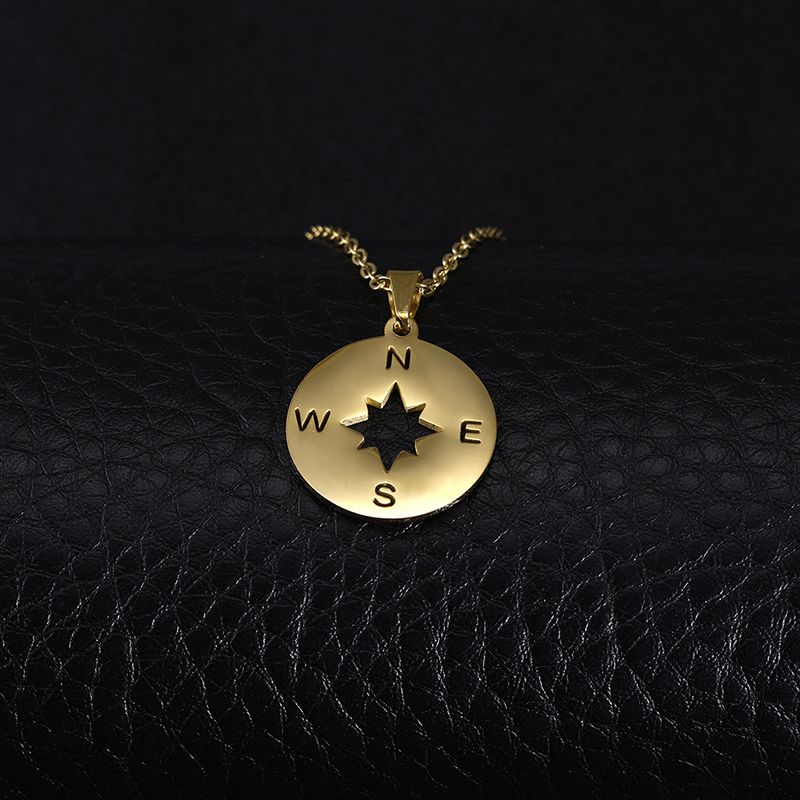 2025 New Arrivals Dreamtime, men's and women's hollow stainless steel accessories, hip-hop style jewelry, necklace pendant with compass,_voghion.com
