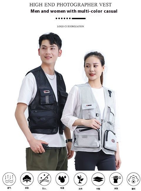 Sommer Dünne Outdoor Multi Tasche Casual Angeln Mesh Rucksack, Weste,_voghion.com
