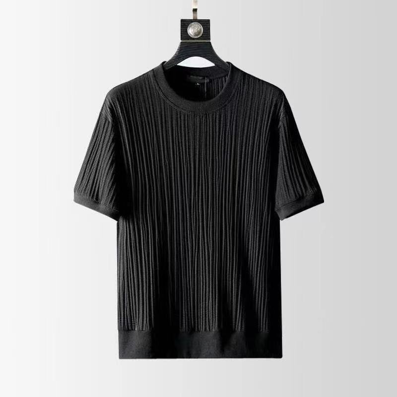 Maglietta a maniche corte da uomo, stile coreano, trendy e alla moda, in seta ghiacciata, casual e sportiva._voghion.com