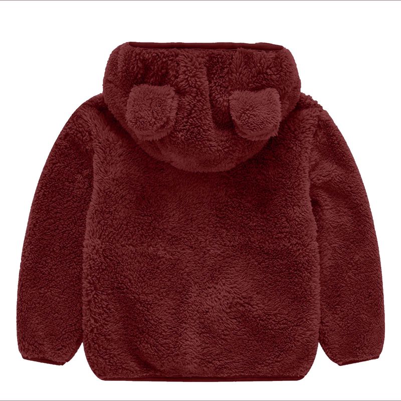 Abrigo con orejas de oso para bebés y niños pequeños, chaqueta con capucha de color liso, suéter de lana para niños_voghion.com
