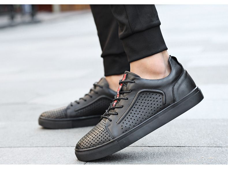 Men's casual top layer cowhide men's shoes Korean fashion sports shoes trendy leather shoes_voghion.com