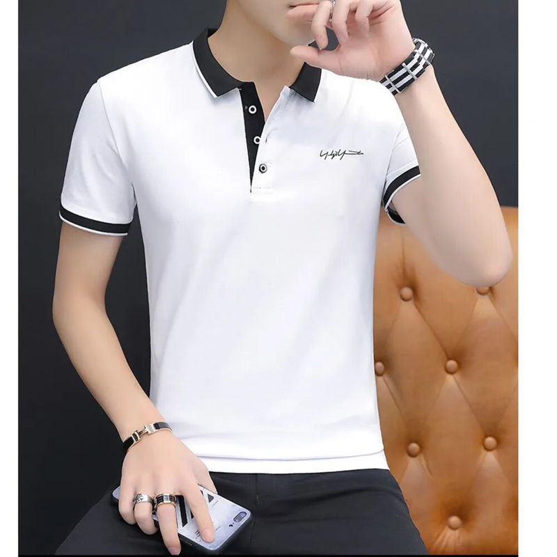 2024 new men's short sleeved t-shirt summer lapel embroidered top polo shirt_voghion.com