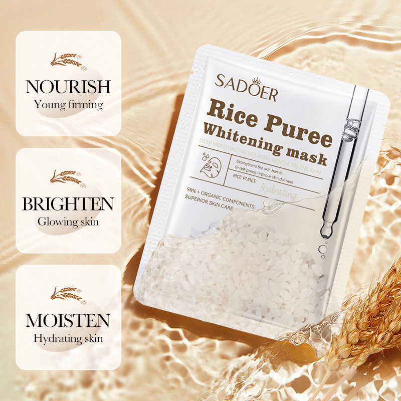 Maschera viso schiarente e idratante originale SADOER Rice all'inglese_voghion.com