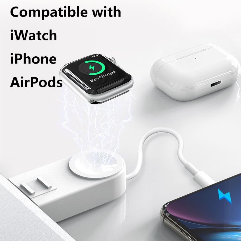 Kabelloses Ladegerät für Telefon und Uhr Serie 4 3 2 1 Magnetische schnelle kabellose Ladestation USB-Ladegerät für iWatch 1 2 3 4_voghion.com