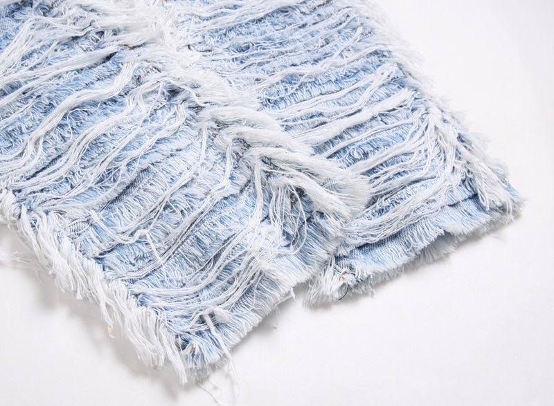 Connector Trendy Heavy-duty Stacked Pants With Tassel Embroidery, Ripped Fringe, And Loose Hem Jeans For Men_voghion.com