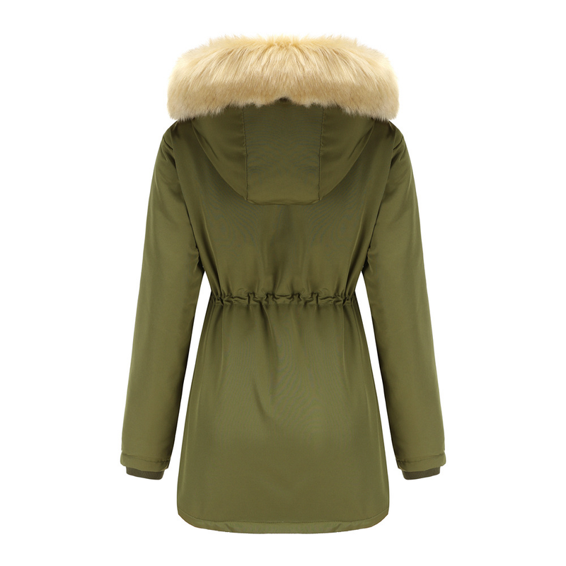 Cappotto imbottito in lana d'agnello spesso da donna, cappotto imbottito ampio, cappello staccabile e giacca in pile_voghion.com