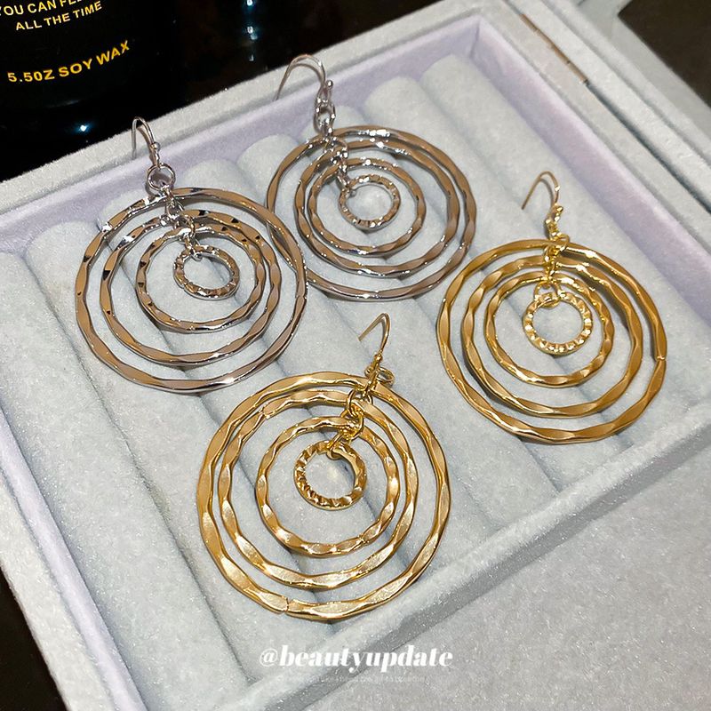 Orecchini a gancio per orecchini metallici con design a nicchia, geometrici, rotondi e cavi, per donna_voghion.com