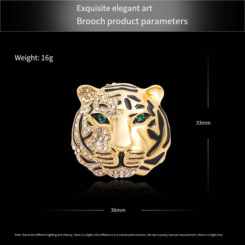 Designer Premium Strass Diamant Tiger Brosche Kragen Pin Vintage Herren Corsage Anzug Brosche Legierung Brosche_voghion.com