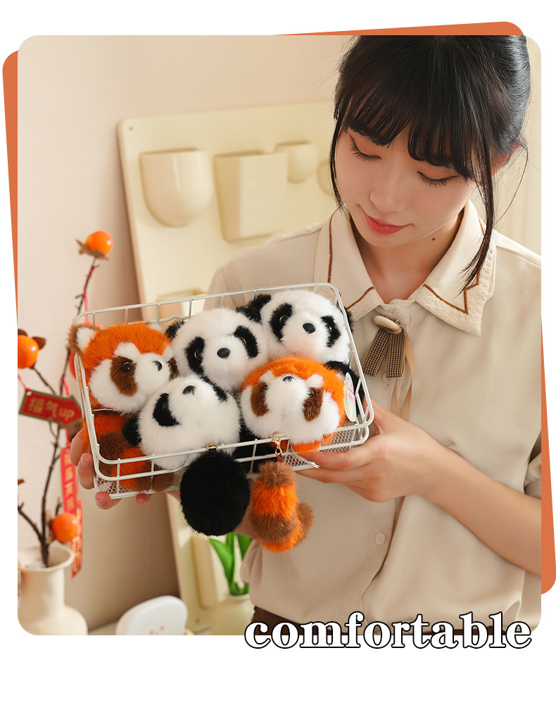 Panda doll small pendant fox string doll cute creative plush toy children doll gift_voghion.com