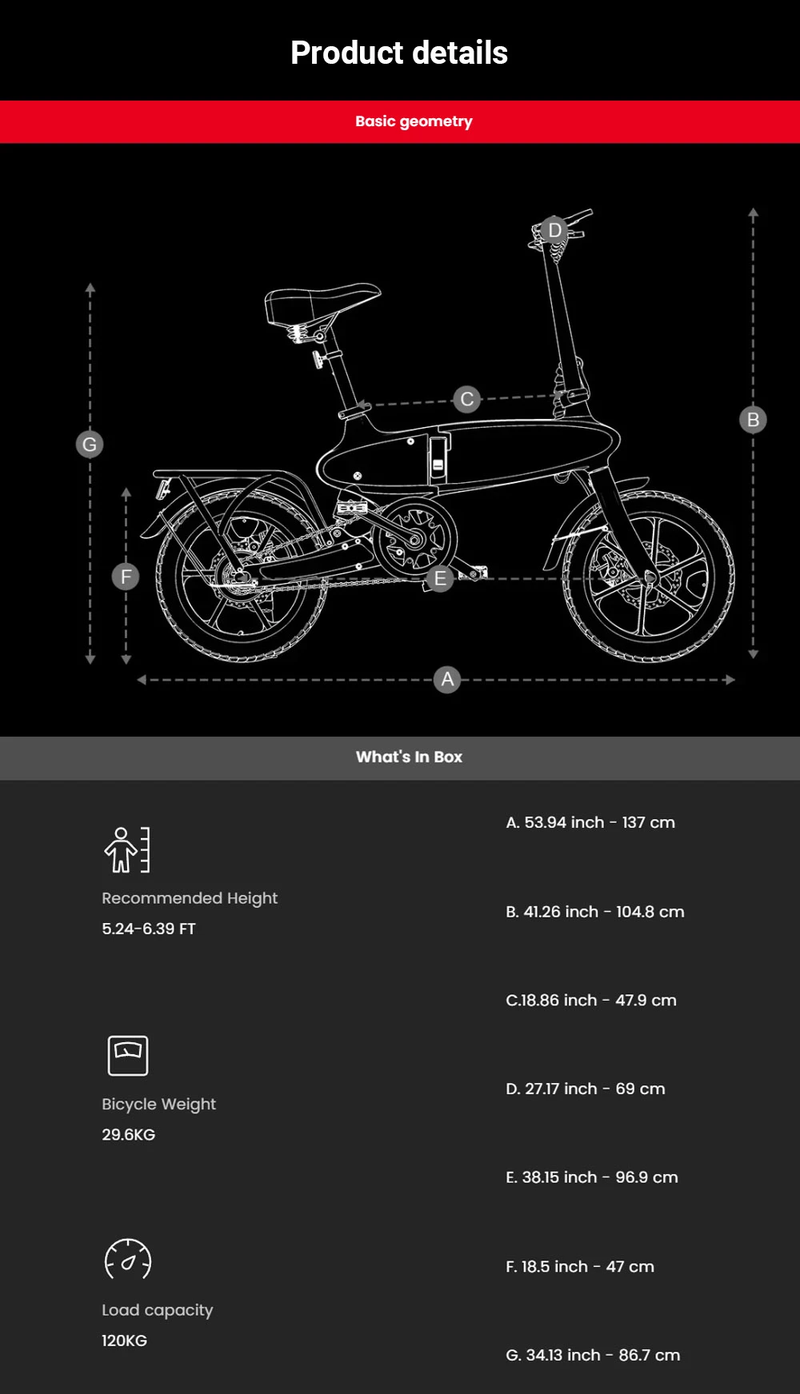 DYU C2 Elektresch Vëlo, C2 16 Zoll ausklappen Ebike 250W Motor, 48V 7.5Ah Batterie_voghion.com