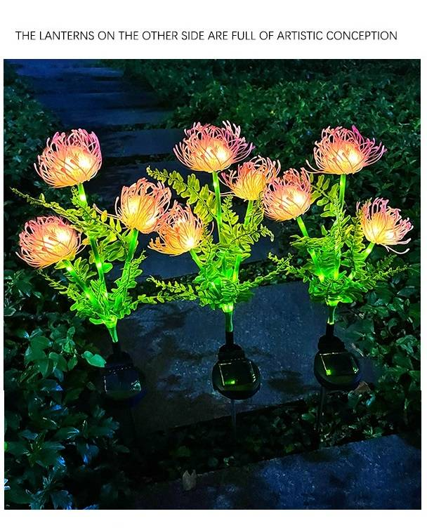 Solar Powered Lawn Light With Artificial Flowers For Outdoor Decoration_voghion.com