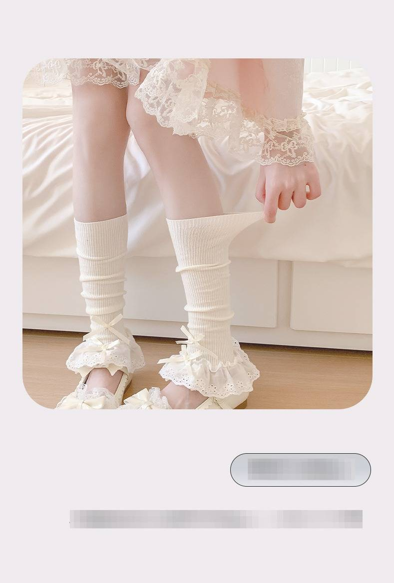 Socks For Women 2025 Spring And Autumn New Style Solid Color Bow Lolita Girls All Match Calf Socks Lace Women's Socks_voghion.com