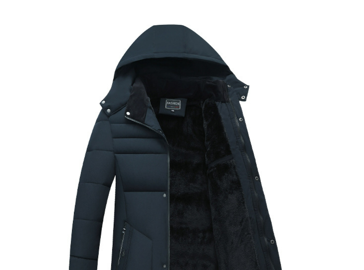 Chaqueta de plumón grueso y afelpada para hombre, chaqueta de invierno de longitud media para papá, chaqueta acolchada de algodón para hombre de mediana edad._voghion.com