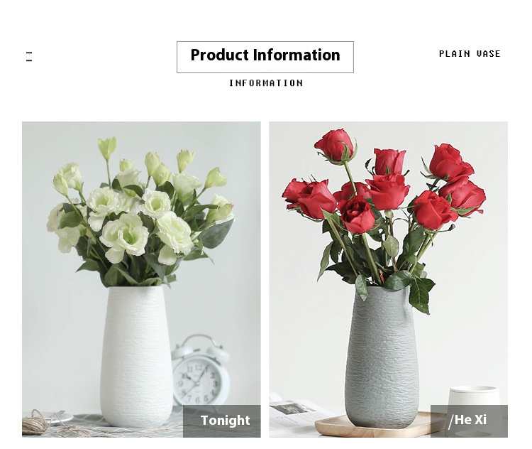 Handmade Ceramic Vase In Minimalist Style - Classic Chinese Aesthetic Home Decor For Flowers, Tabletop Centerpiece, Elegant White & Gray_voghion.com
